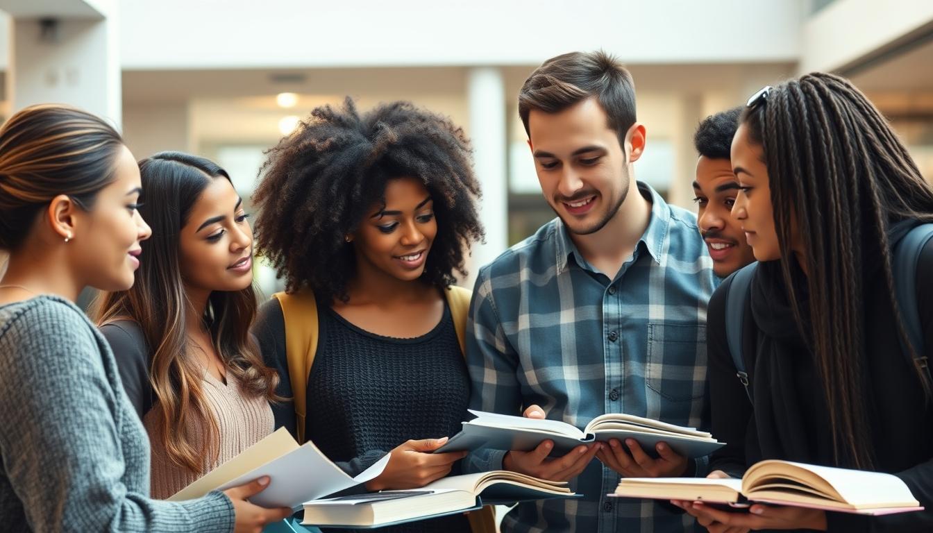 Students collaborating in study space